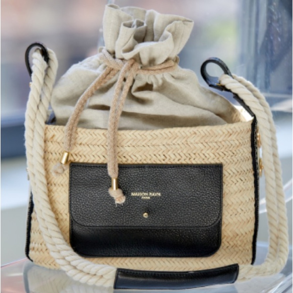 Maison Ravn Mini Kurv Raffia Handbag w/ Gold Hardware